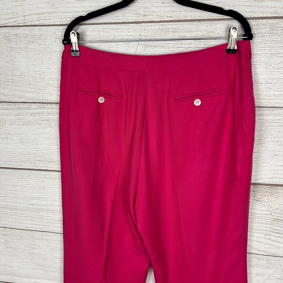 Lauren Ralph Lauren Women's Pink 100% Silk Straight Leg Pants Size 14 Petite - Picture 8 of 10